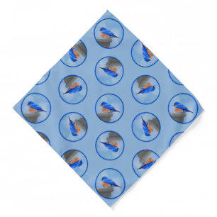 Eastern Bluebird on Birdbath Original Bird Art Bandana