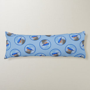Eastern Bluebird on Birdbath Original Bird Art Body Pillow