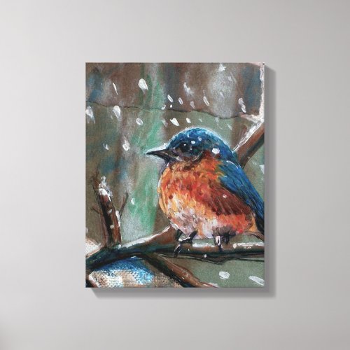 Eastern Bluebird Song Bird Winter Scene Canvas Print