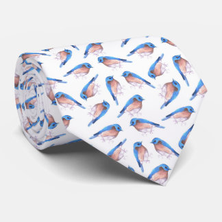 Eastern bluebirds watercolor cute birds neck tie