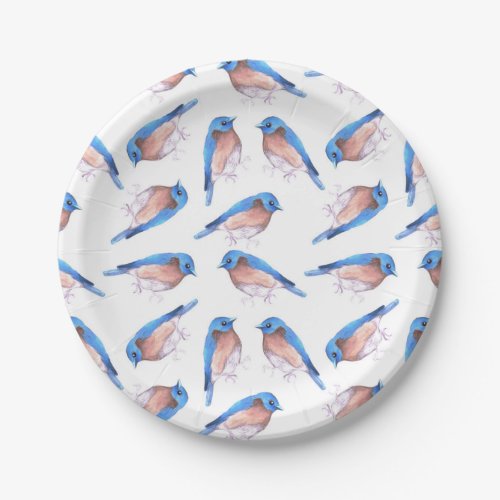 Eastern bluebirds watercolor cute birds paper plates