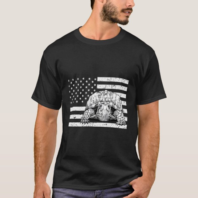 Eastern Box Turtle 4Th Of July Us American Flag Pa T-Shirt (Front)
