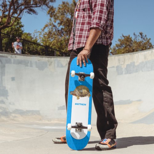 Eastern Box Turtle Bright Blue Personalized Skateboard