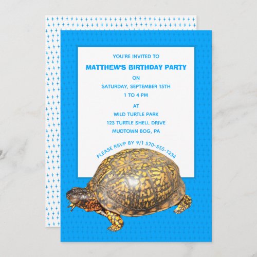 Eastern Box Turtle Photo Custom Birthday Party Invitation