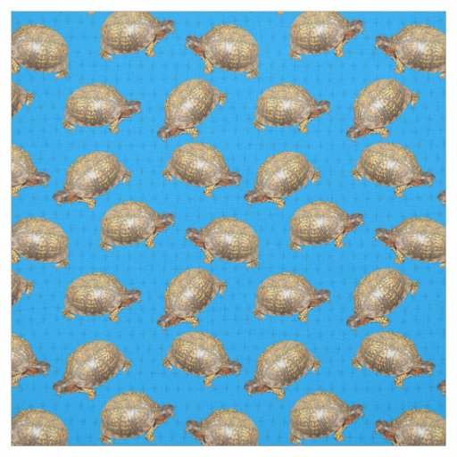 Eastern Box Turtles Bright Blue Patterned Fabric