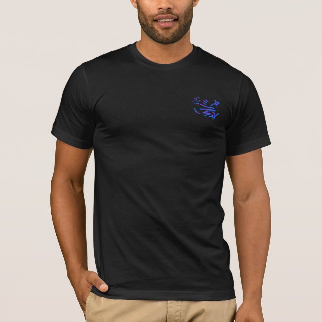 Eastern Calligraphy Glyphs - Pink and Blue T-Shirt (Front)