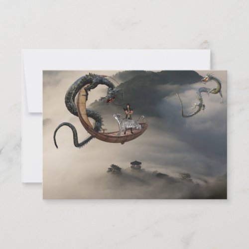 Eastern Chinese Dragon Flying Boat Tiger Card