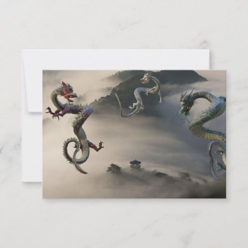 Eastern Chinese Dragon Landscape Clouds Card
