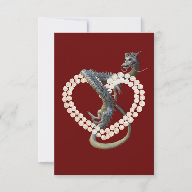 Eastern Chinese Dragon Pearl Heart Card (Front)