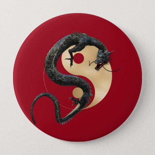 Eastern Chinese Dragon Yin Yang Button