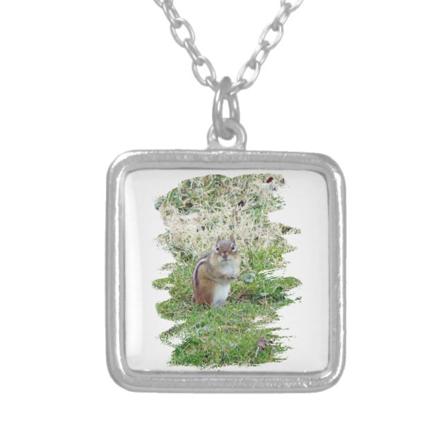 Eastern Chipmunk Silver Plated Necklace (Front)