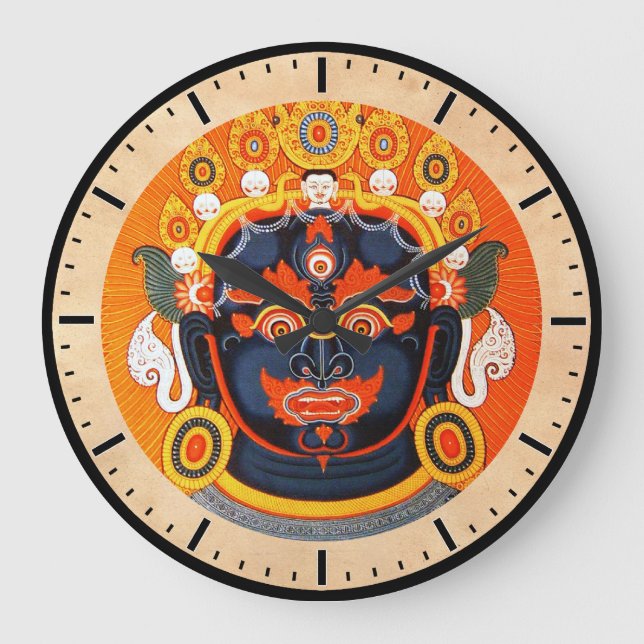 Eastern Cool Tibetan Thangka god tattoo art Large Clock (Front)