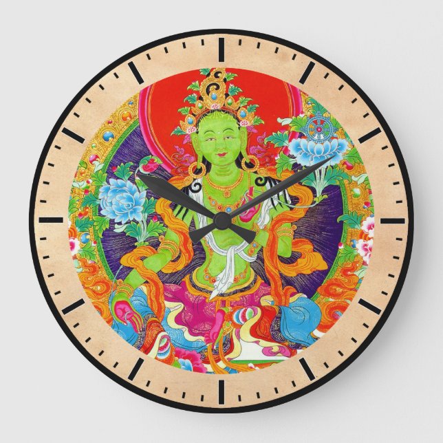 Eastern Cool Tibetan Thangka god tattoo art Large Clock (Front)