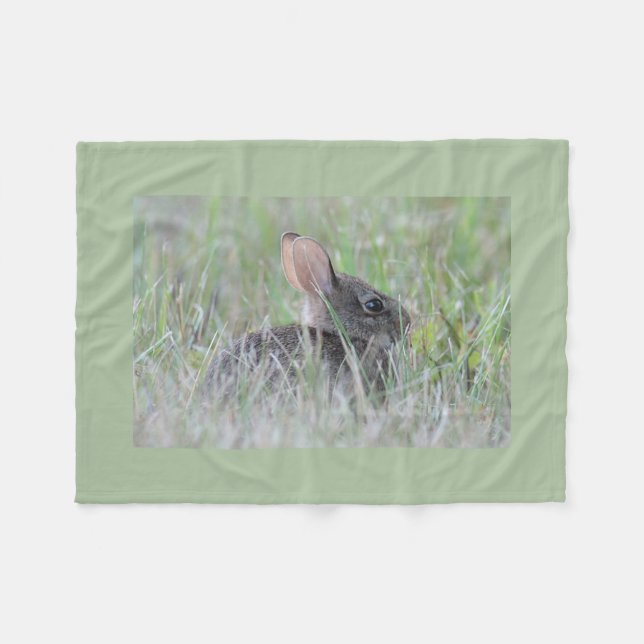 Eastern cottontail baby bunny fleece blanket (Front (Horizontal))