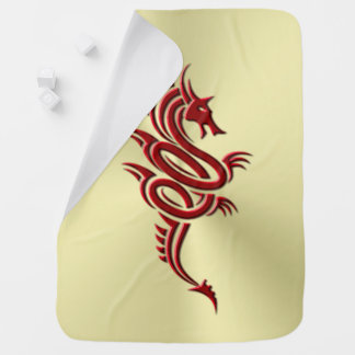 Eastern Crimson Dragon, Embossed-effect on Gold Baby Blanket