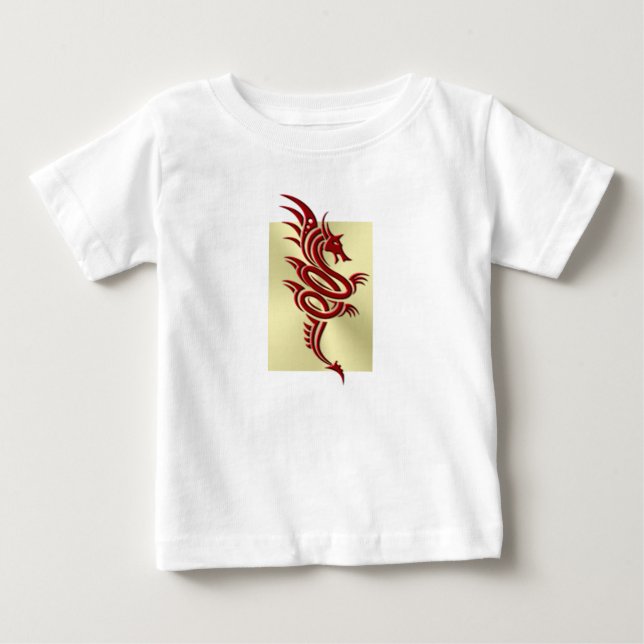 Eastern Crimson Dragon, Embossed-effect on Gold Baby T-Shirt (Front)