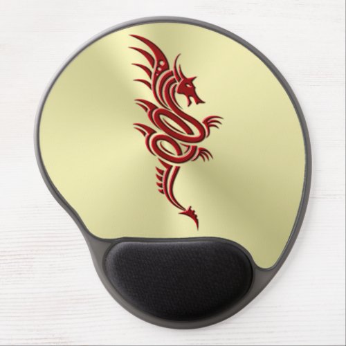 Eastern Crimson Dragon Embossed_effect on Gold Gel Mouse Pad