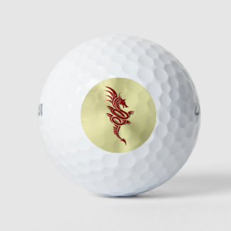 Eastern Crimson Dragon, Embossed-effect on Gold Golf Balls