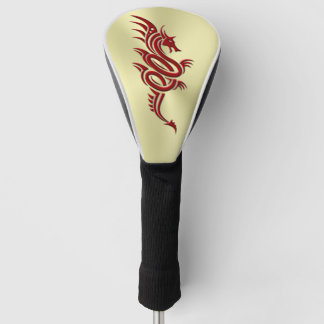 Eastern Crimson Dragon, Embossed-effect on Gold Golf Head Cover