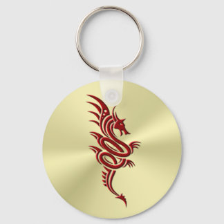 Eastern Crimson Dragon, Embossed-effect on Gold Keychain
