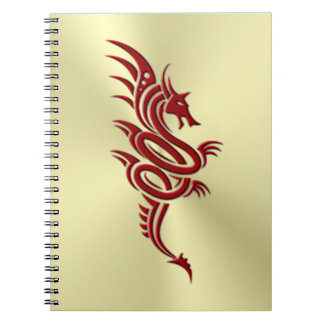 Eastern Crimson Dragon, Embossed-effect on Gold Notebook