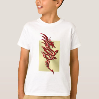 Eastern Crimson Dragon, Embossed-effect on Gold T-Shirt