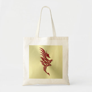 Eastern Crimson Dragon, Embossed-effect on Gold Tote Bag