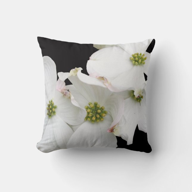 Eastern Dogwood Blossoms - Cornus florida Throw Pillow (Front)
