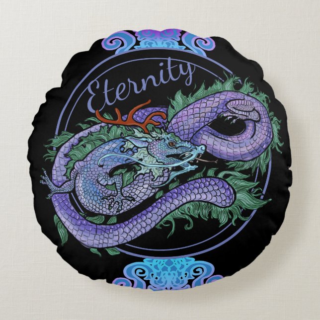 Eastern Dragon Eternity Round Pillow (Front)