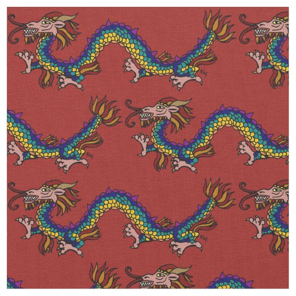 Asian dragon fabric | Zazzle