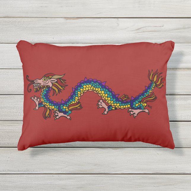Eastern Dragon Outdoor Pillow (Front)