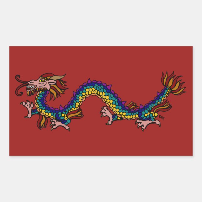 Eastern Dragon Rectangular Sticker (Front)