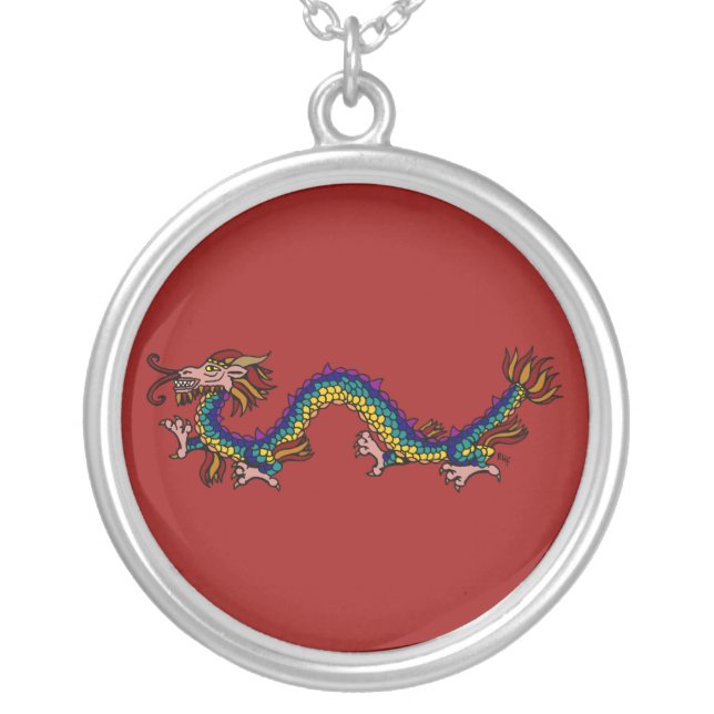 Eastern Dragon Silver Plated Necklace (Front)