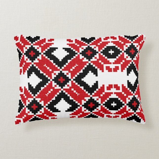 Eastern Europe Pattern, Traditional Folk, Folklore Accent Pillow (Front)