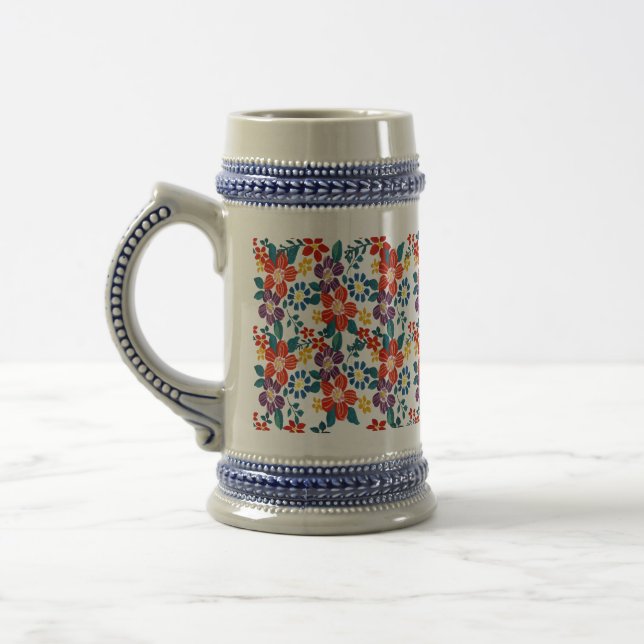 Eastern Europe Pattern, Traditional Folk, Folklore Beer Stein (Left)
