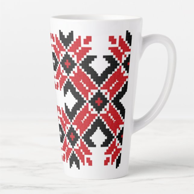 Eastern Europe Pattern, Traditional Folk, Folklore Latte Mug (Right)