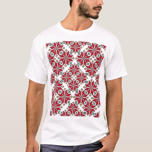 Eastern Europe Pattern, Traditional Folk, Folklore T-Shirt (Front)