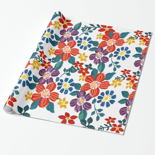 Eastern Europe Pattern, Traditional Folk, Folklore Wrapping Paper (Unrolled)
