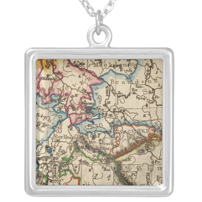 Eastern European Map Silver Plated Necklace (Front)