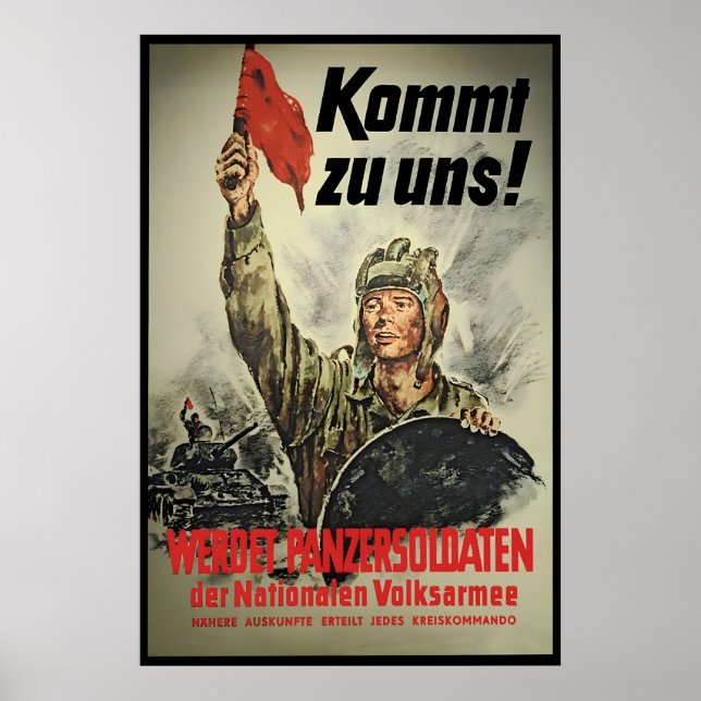 Eastern German Propaganda Poster Come to us! Tank (Front)