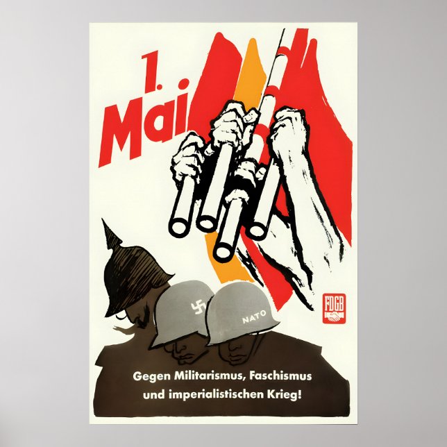 Eastern Germany Propaganda Poster FDGB 1st of May (Front)