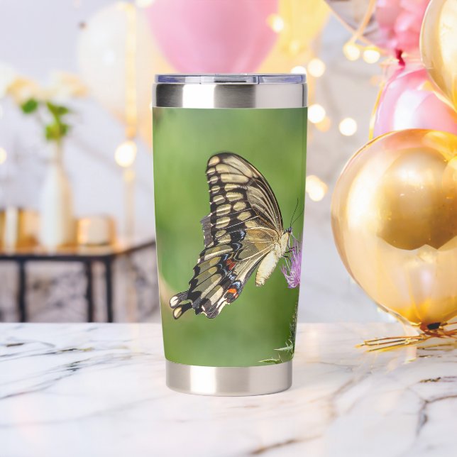Eastern Giant Swallowtail Butterfly on Thistle Insulated Tumbler (Bachelor Party (Rotated))