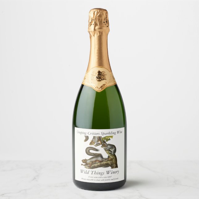 Eastern Gray Squirrel (Migratory Squirrel) Audubon Sparkling Wine Label (Front)