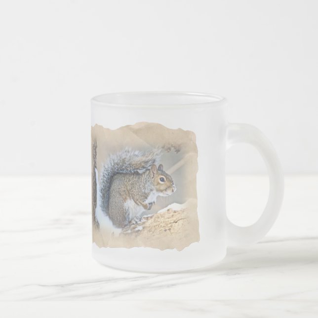 Eastern Gray Squirrel - Sciurus carolinensis Frosted Glass Coffee Mug (Right)
