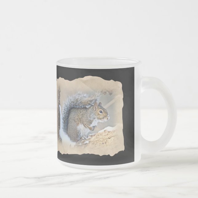 Eastern Gray Squirrel - Sciurus carolinensis Frosted Glass Coffee Mug (Right)