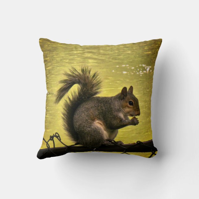  Eastern gray squirrel  Throw Pillow (Back)