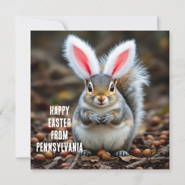 Eastern gray squirrel with rabbit ears holiday card (Front)