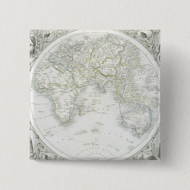 Eastern Hemisphere, from a Series of World Maps pu Pinback Button (Front)