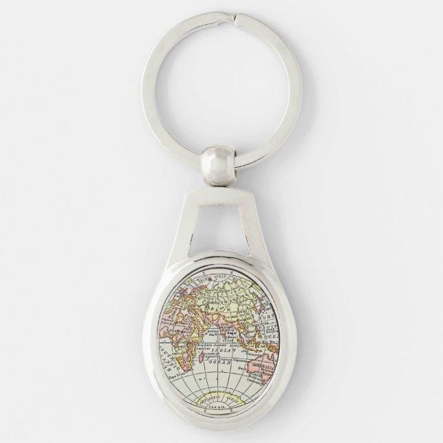 Eastern Hemisphere Map Globe Travel Art Keychain (Front)