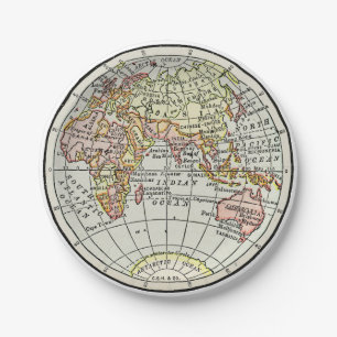 Eastern Hemisphere Map Globe Travel Art Paper Plates
